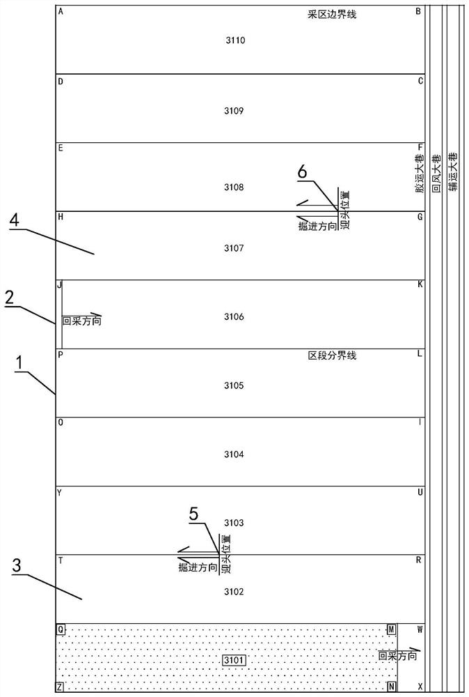 Mining area coal-pillar-free mining method