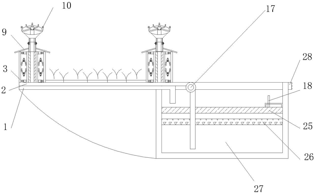 Rice planting, irrigating and draining device with protective structure