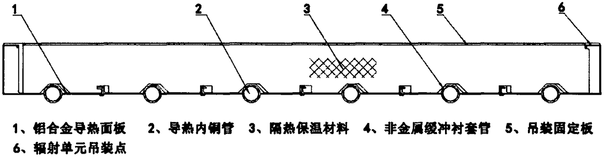 Modular assembly type copper aluminum composite efficient cooling and heating radiant panel unit and manufacturing and mounting method thereof