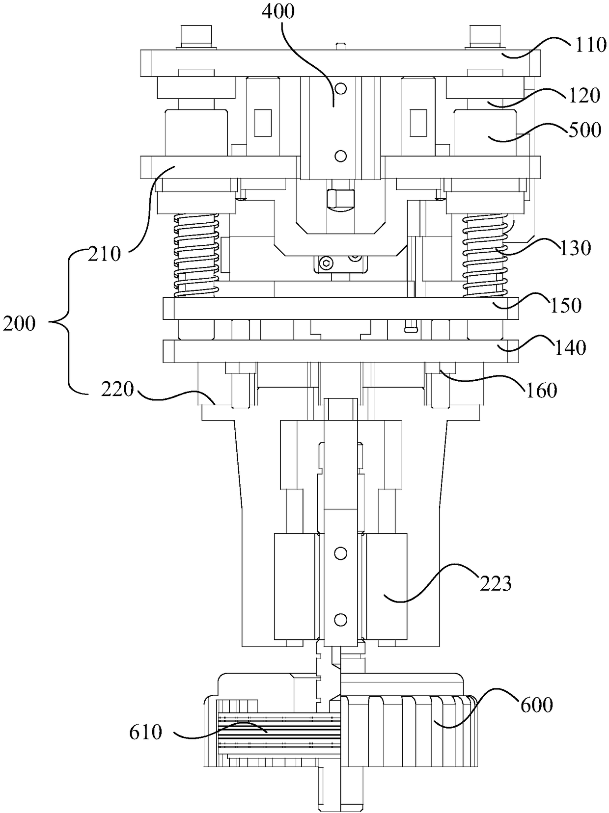 Flexible assembly device and method for mounting clutch on transmission