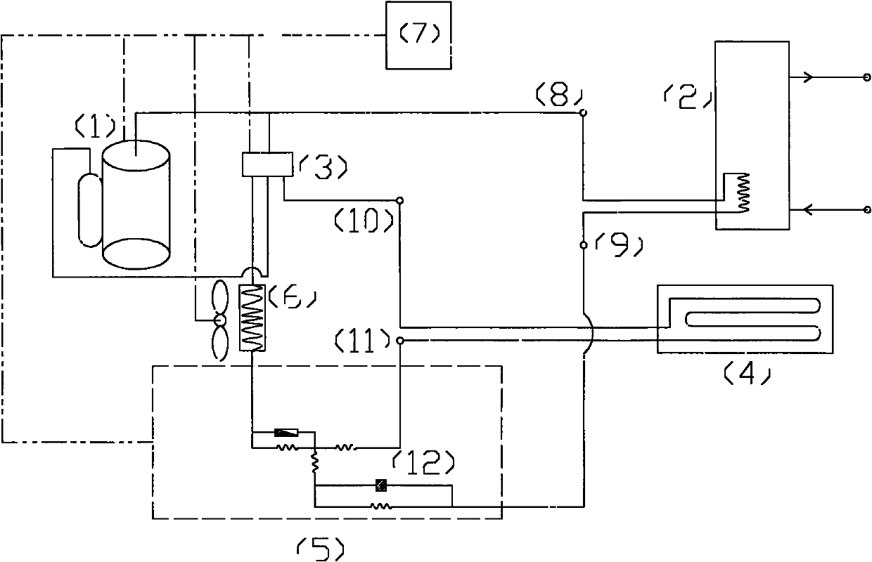 Heat-pump water heater of high-efficiency triple co-generation air conditioner