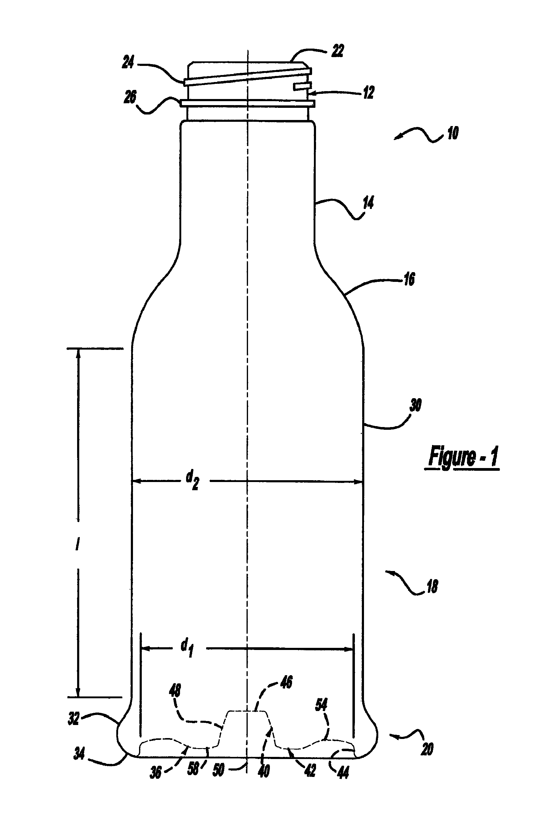 Container base structure responsive to vacuum related forces