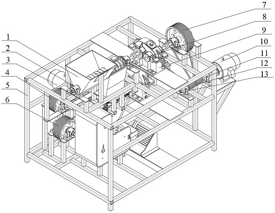 Auger-delivery walnut feeding grading device and shell-kernel separating system