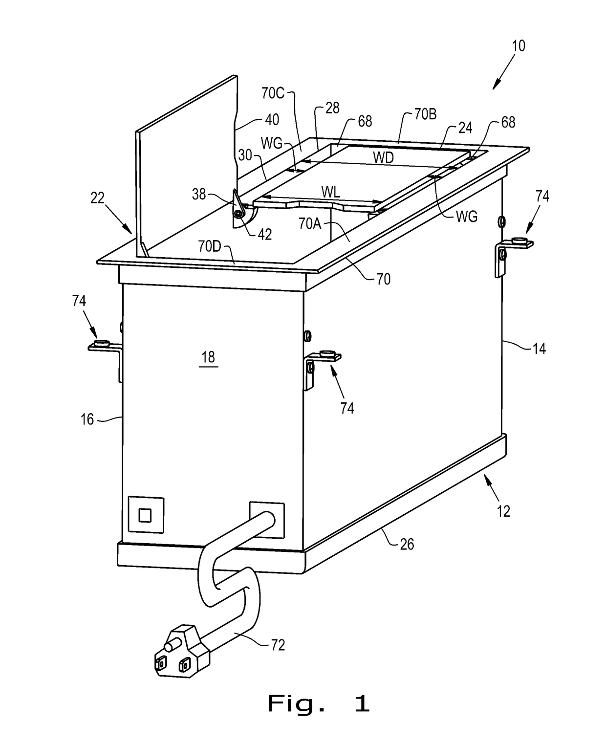 Desktop receptacle with hinged cover