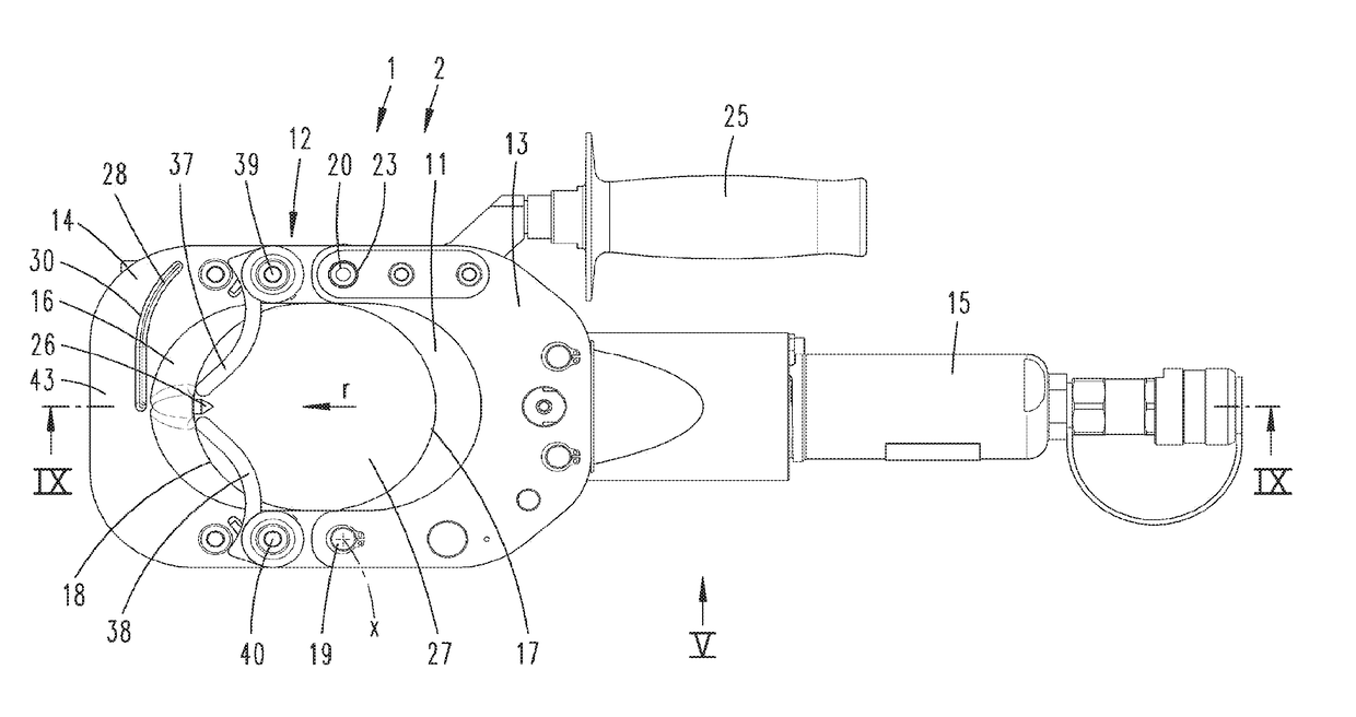 Method for the severance of an electrical power cable, or of a strand section, device therefor, as well as cutting device