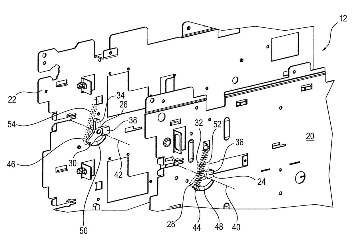 Automated teller machine with an automatically actuatable locking element for locking cash boxes received in receiving compartments in these receiving compartments