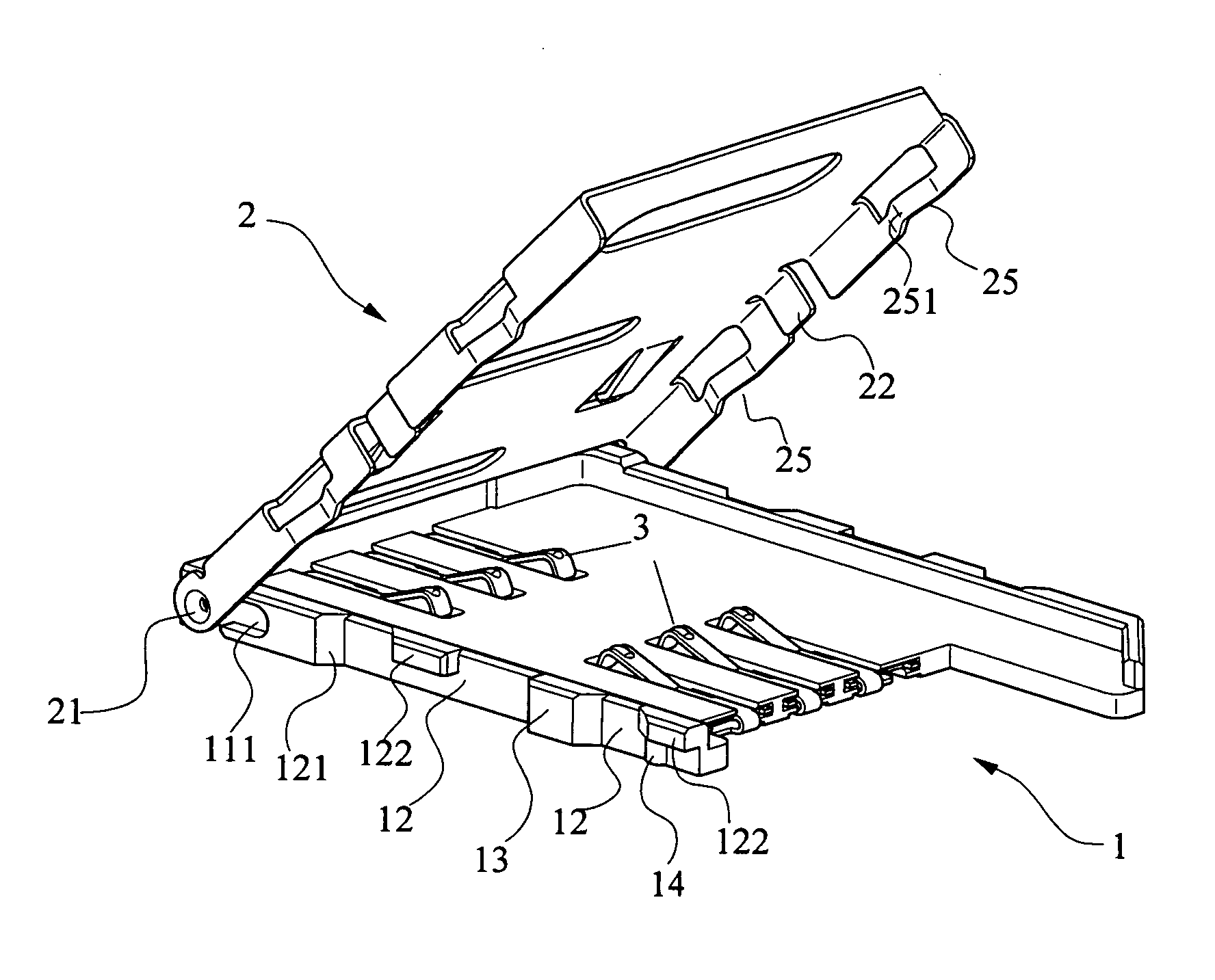 SIM card connector with locking arrangement