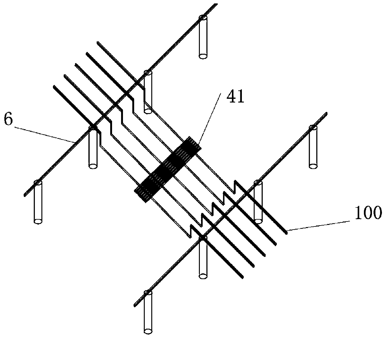 Novel water tie beam bracket device and construction method thereof