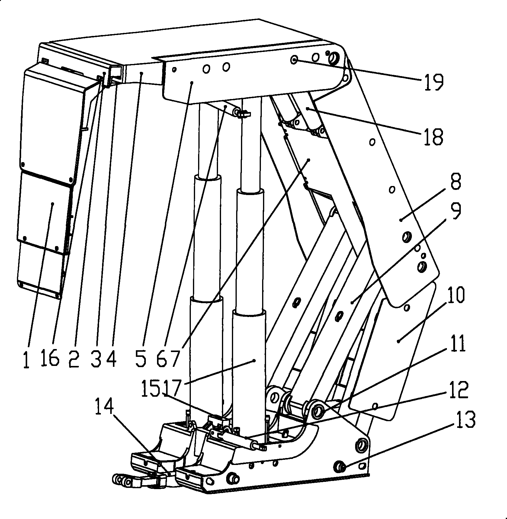 Overlarge mining height hydraulic support