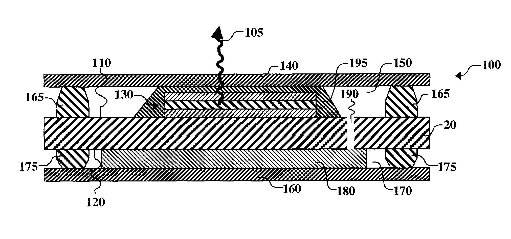 Desiccant for top-emitting OLED