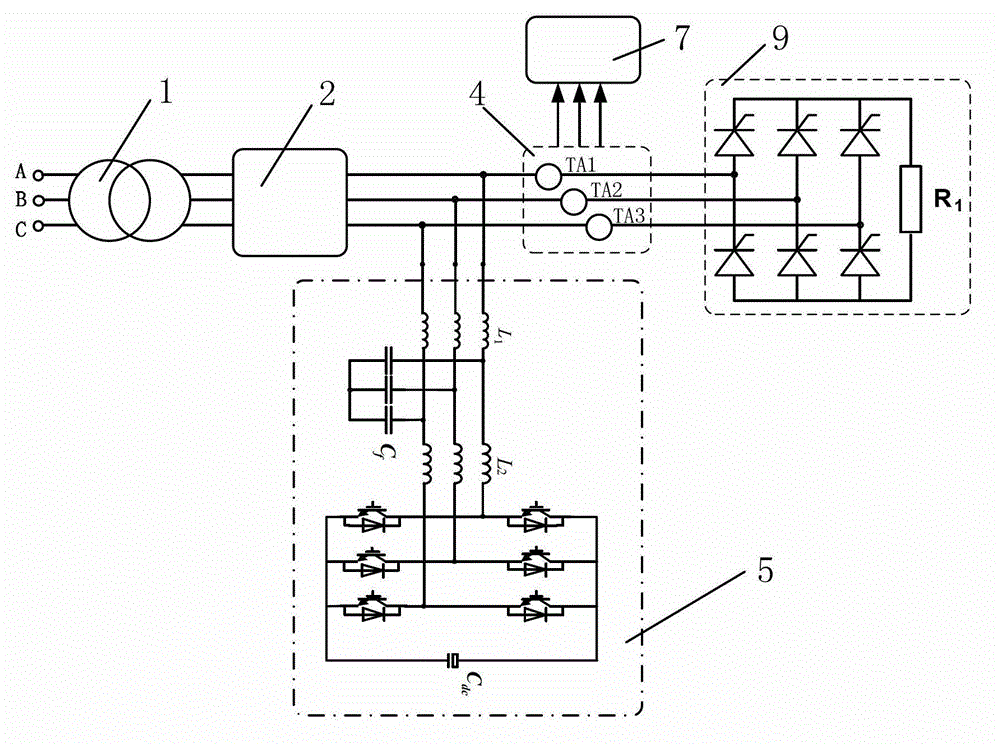 Active electric power filter device with self-testing function and testing method