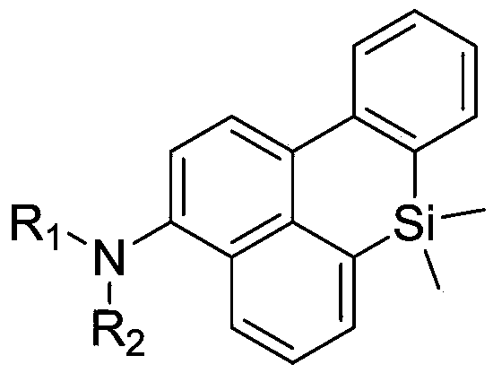 Silicious benzanthracene organic electroluminescent material, and preparation method and application thereof