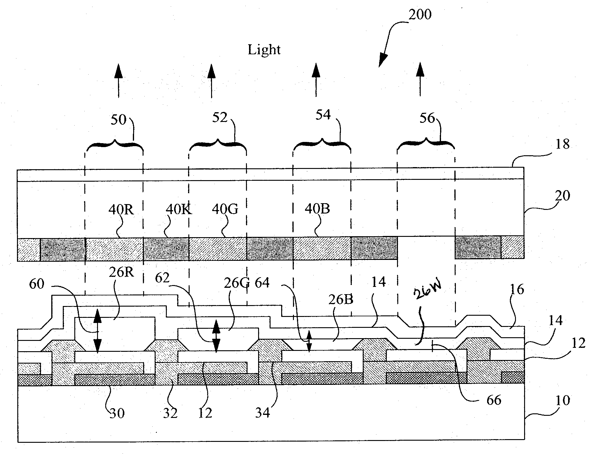 LED device having improved contrast