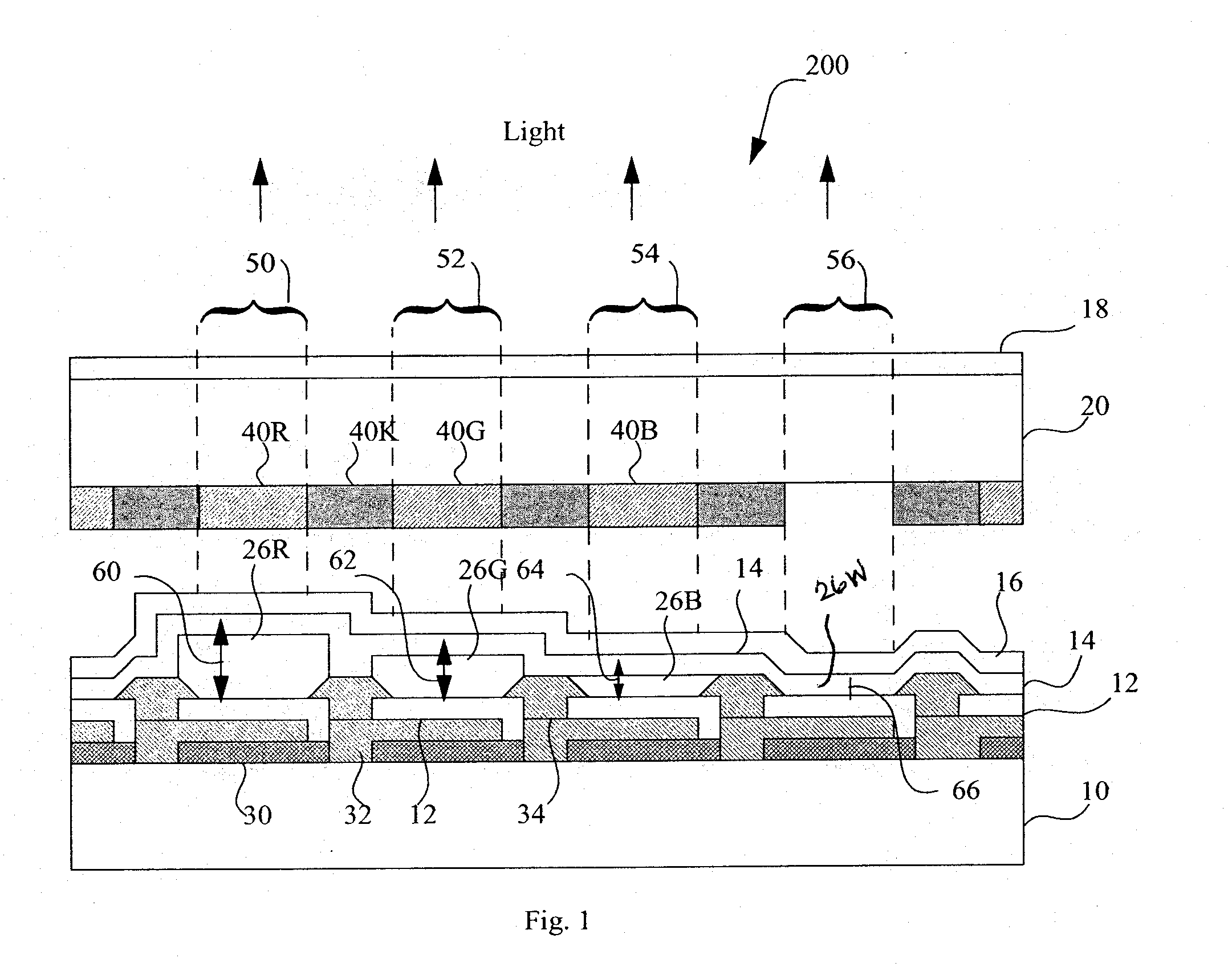 LED device having improved contrast