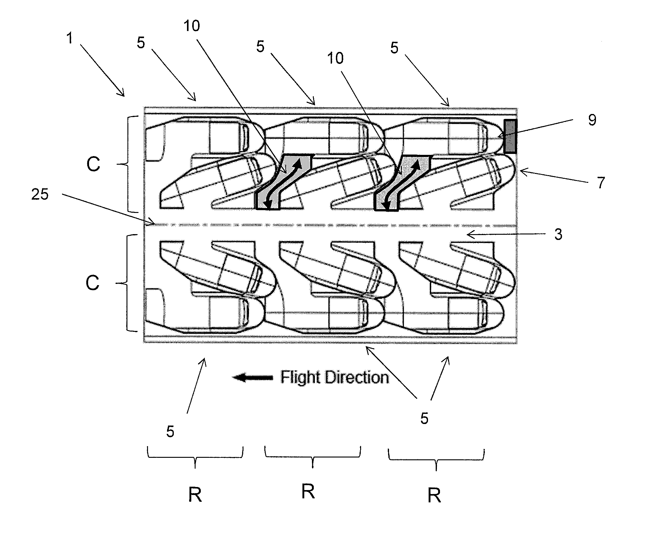 Aircraft passenger seating arrangement