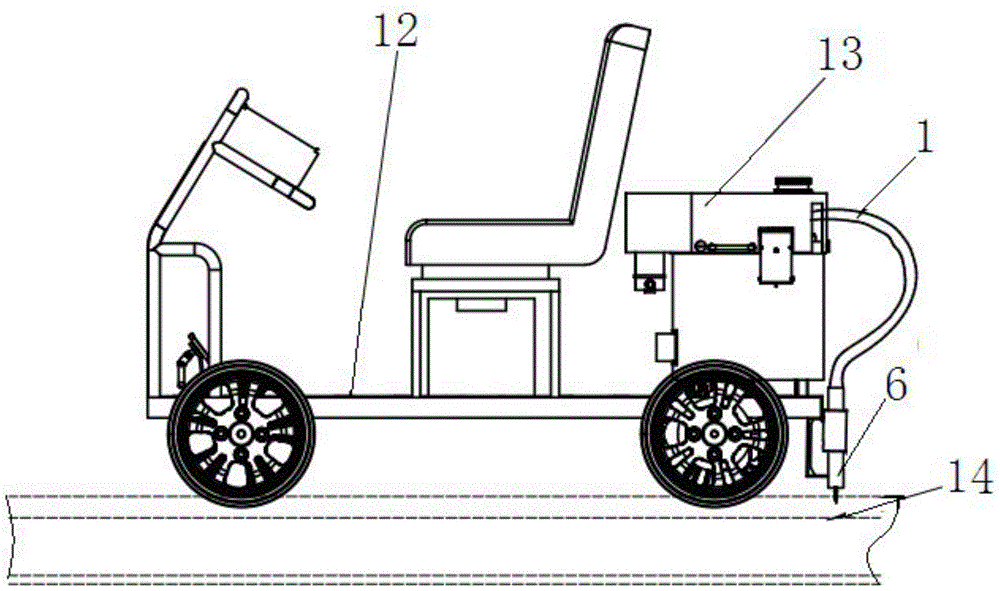 Electric curved rail lubricant coating vehicle