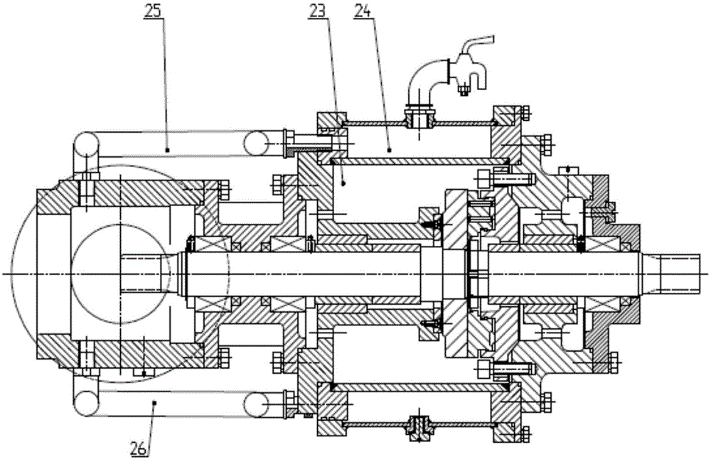 Self-cooling circulation axial force carrying device for horizontal pump