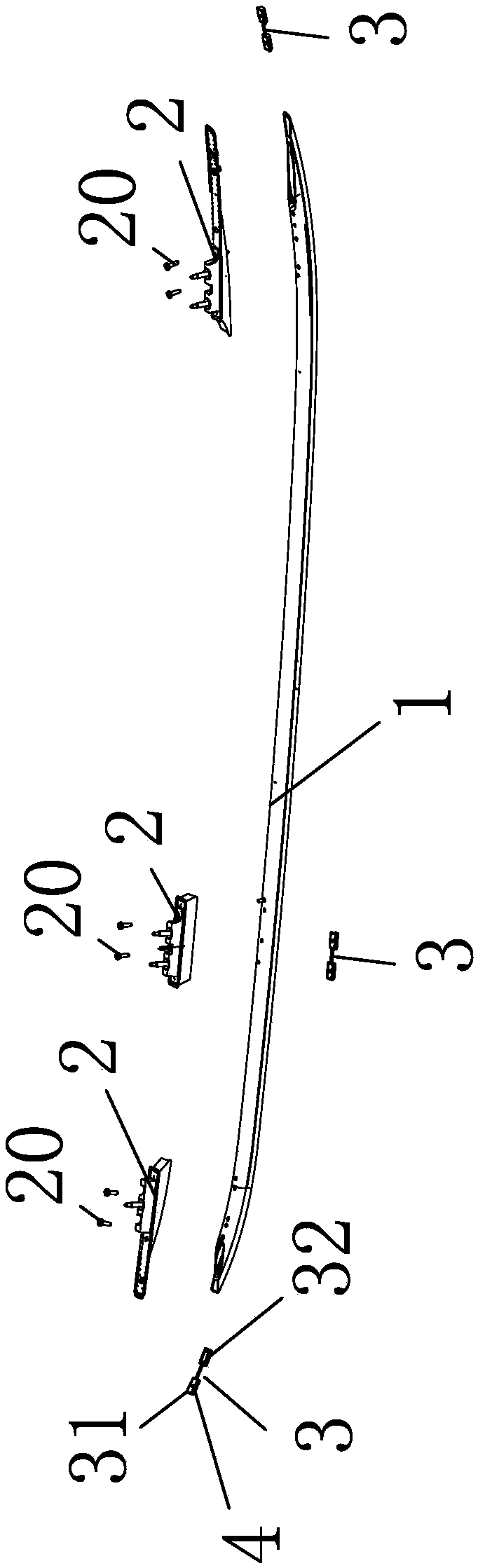 Assembling screw device for roof rack