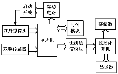 Infrared camera night monitoring system capable of saving storage