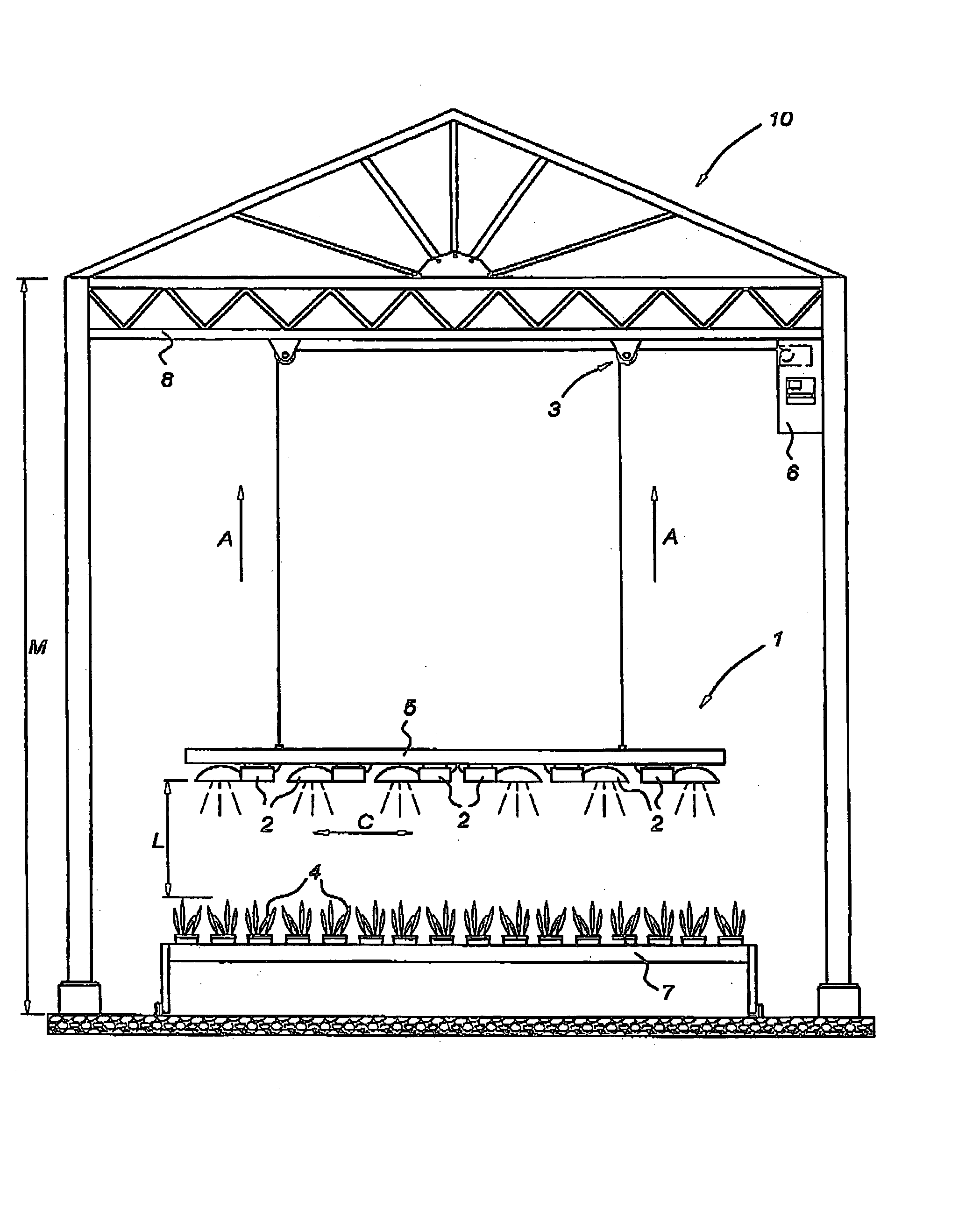 Method, greenhouse and an installation for illuminating plants