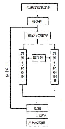 A treatment process for low-concentration ammonia nitrogen wastewater