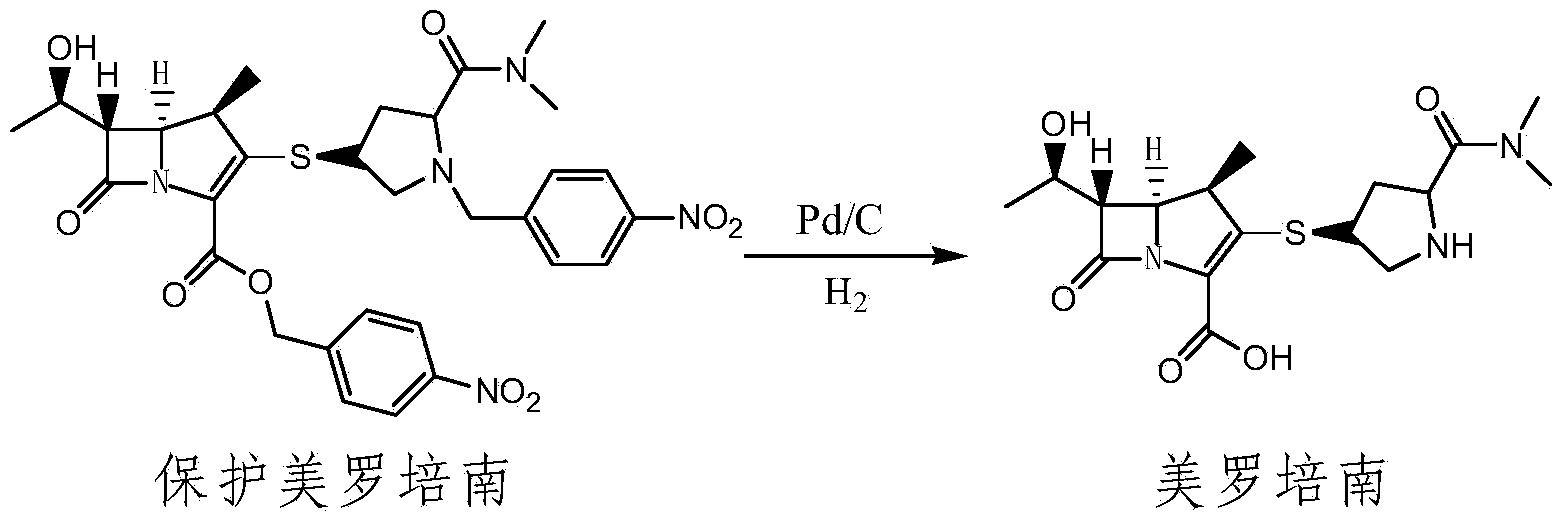 Palladium-carbon catalyst capable of being applied mechanically for meropenem synthesis