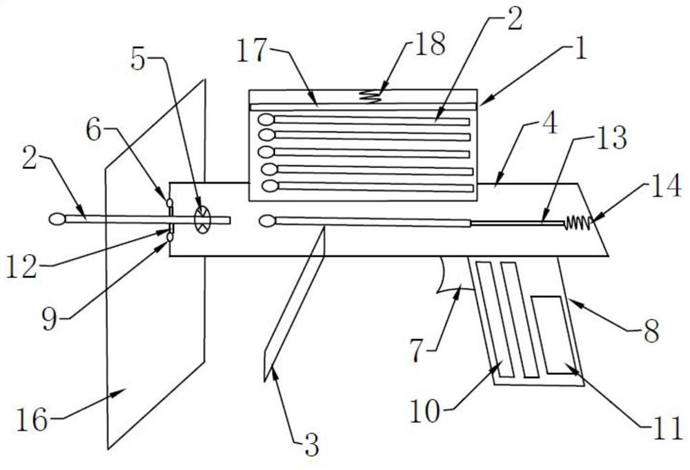 Handheld movable throat swab sampling gun