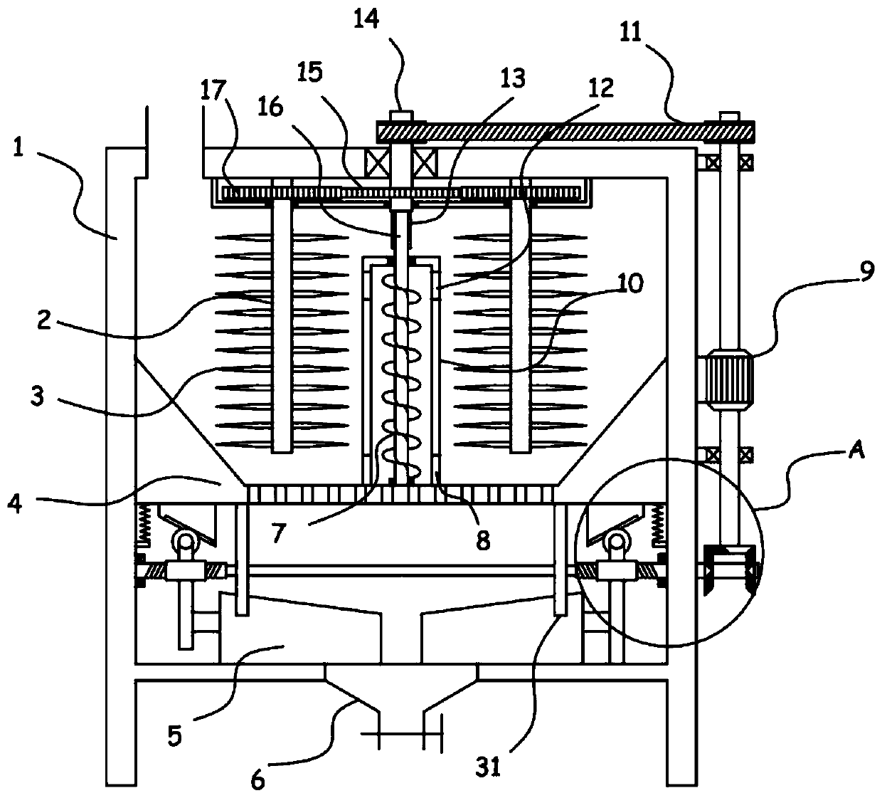 Chemical raw material crushing and refining device