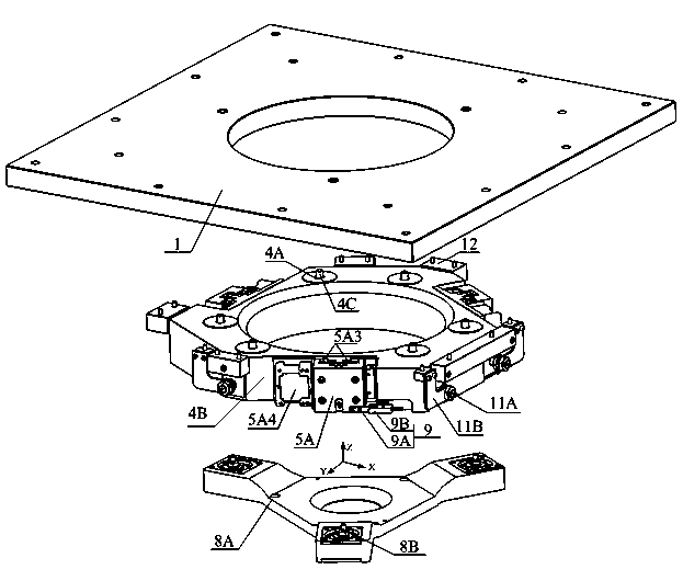 Three freedom precision control apparatus based on eccentric structure