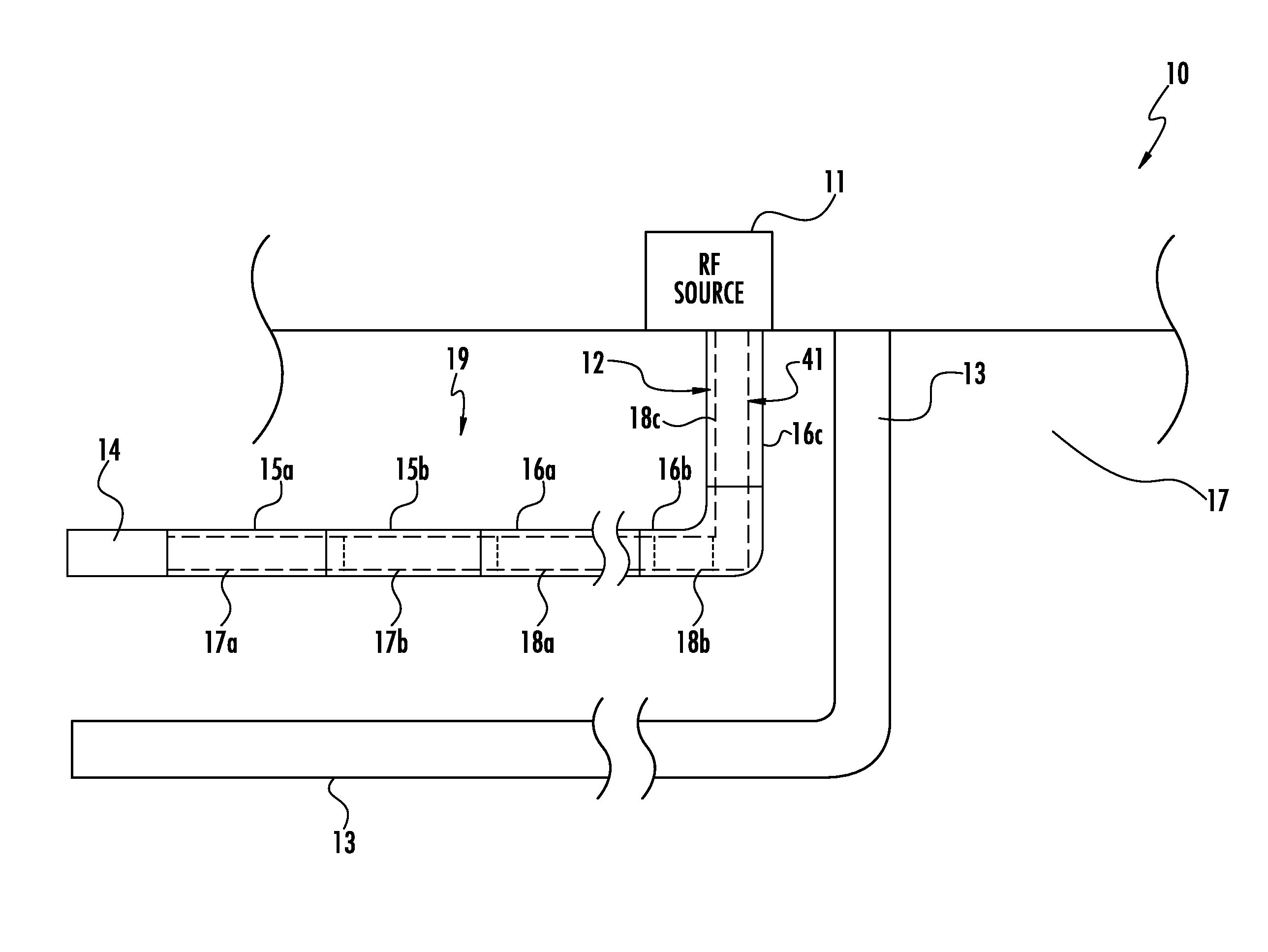 RF antenna assembly with spacer and sheath and related methods