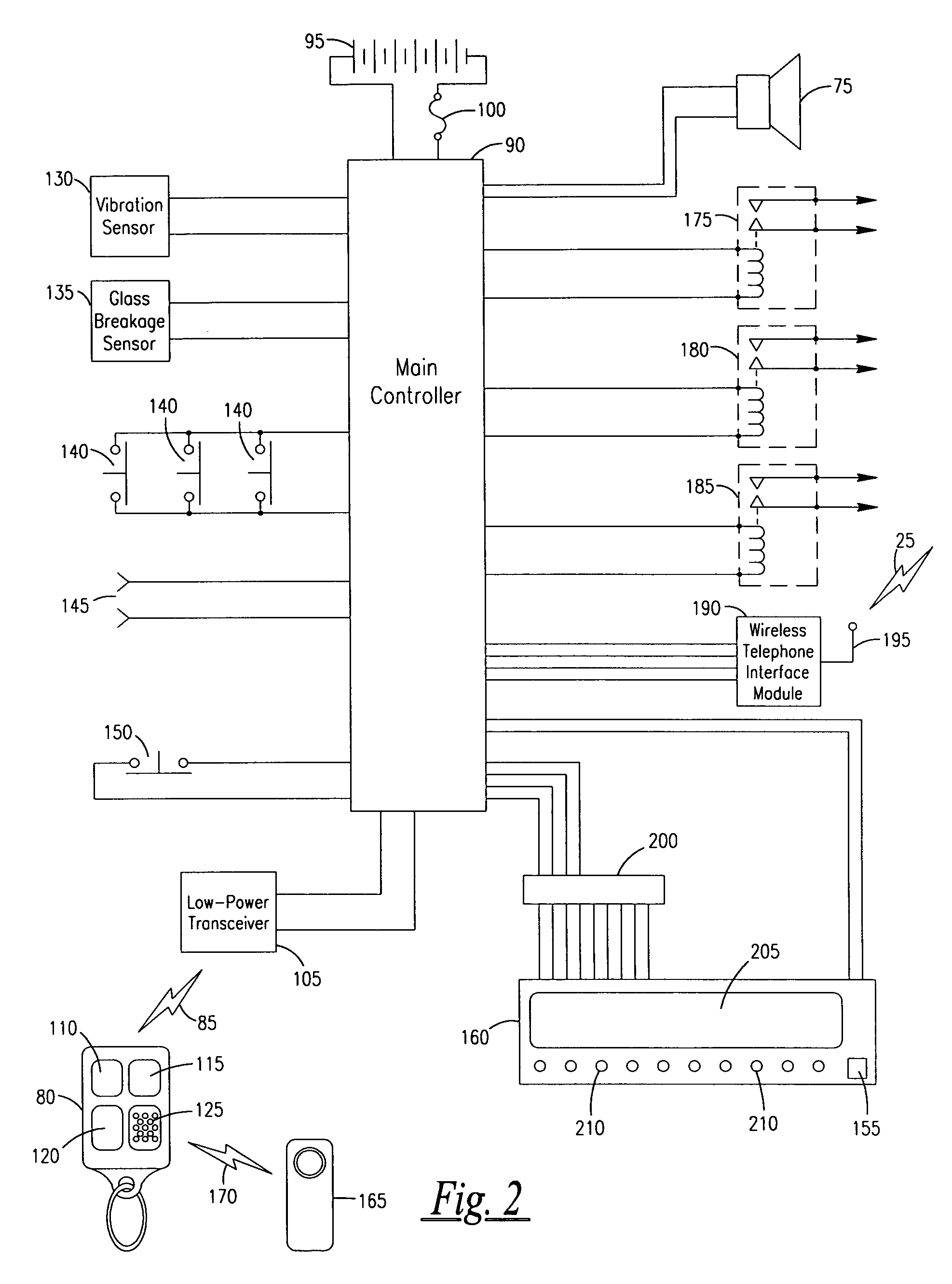 Car alarm with automatic dialer