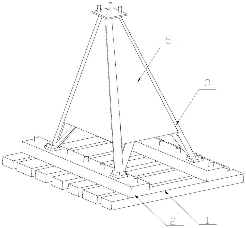 Section steel support and cover plate fabricated foundation for a frozen earth area.