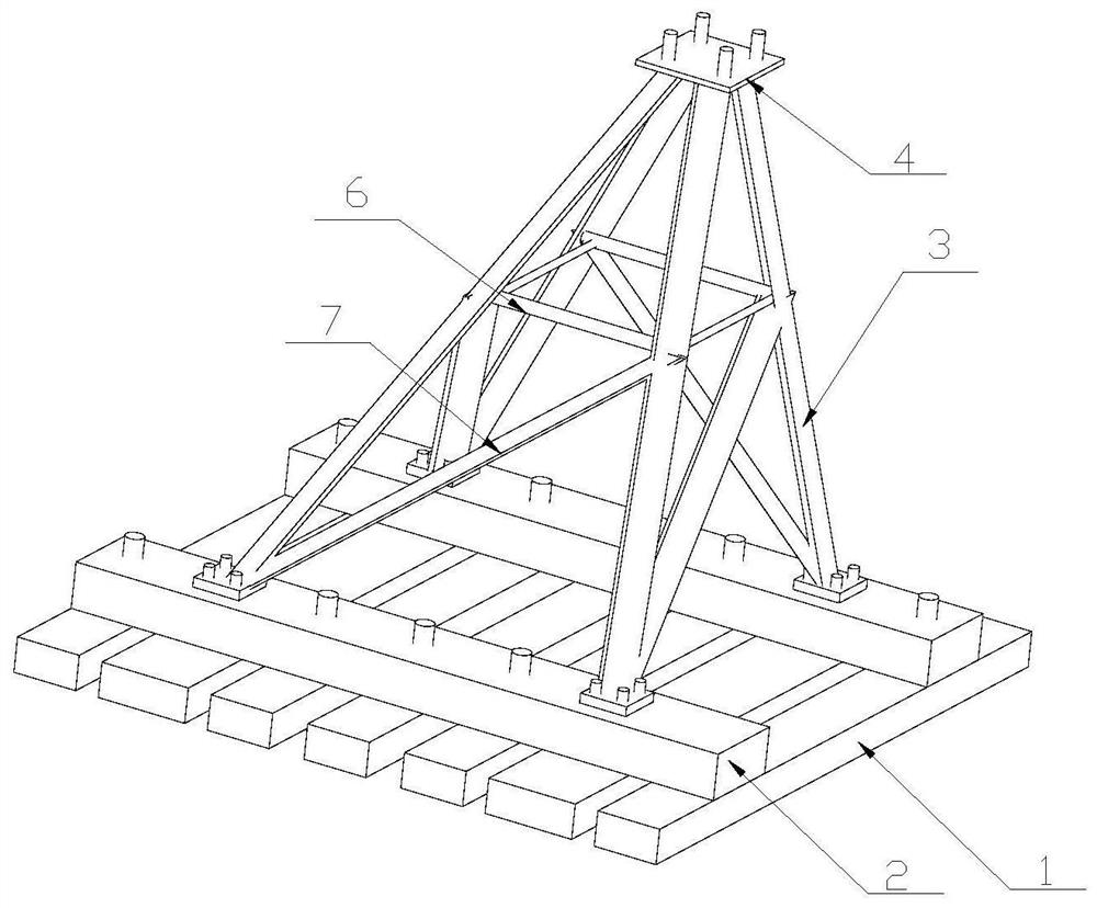 Section steel support and cover plate fabricated foundation for a frozen earth area.