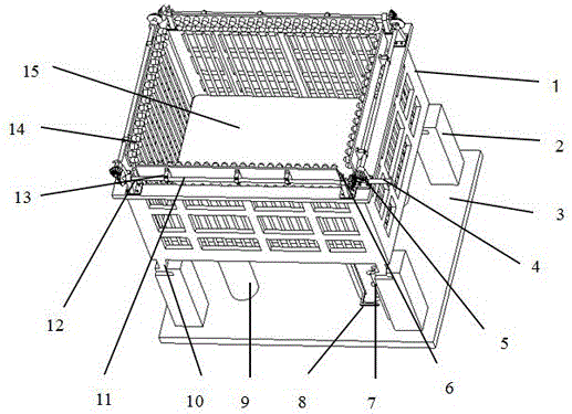 Light-source-provided automatic lifting material frame suitable for vision robot