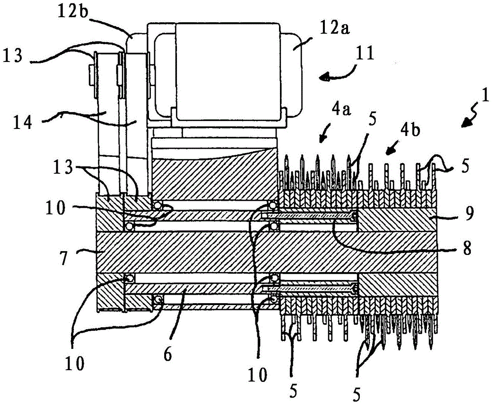 Device for reprocessing bristle bundles