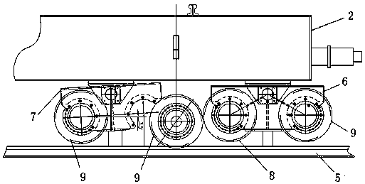 Wheel replacing and adjusting method for large crane