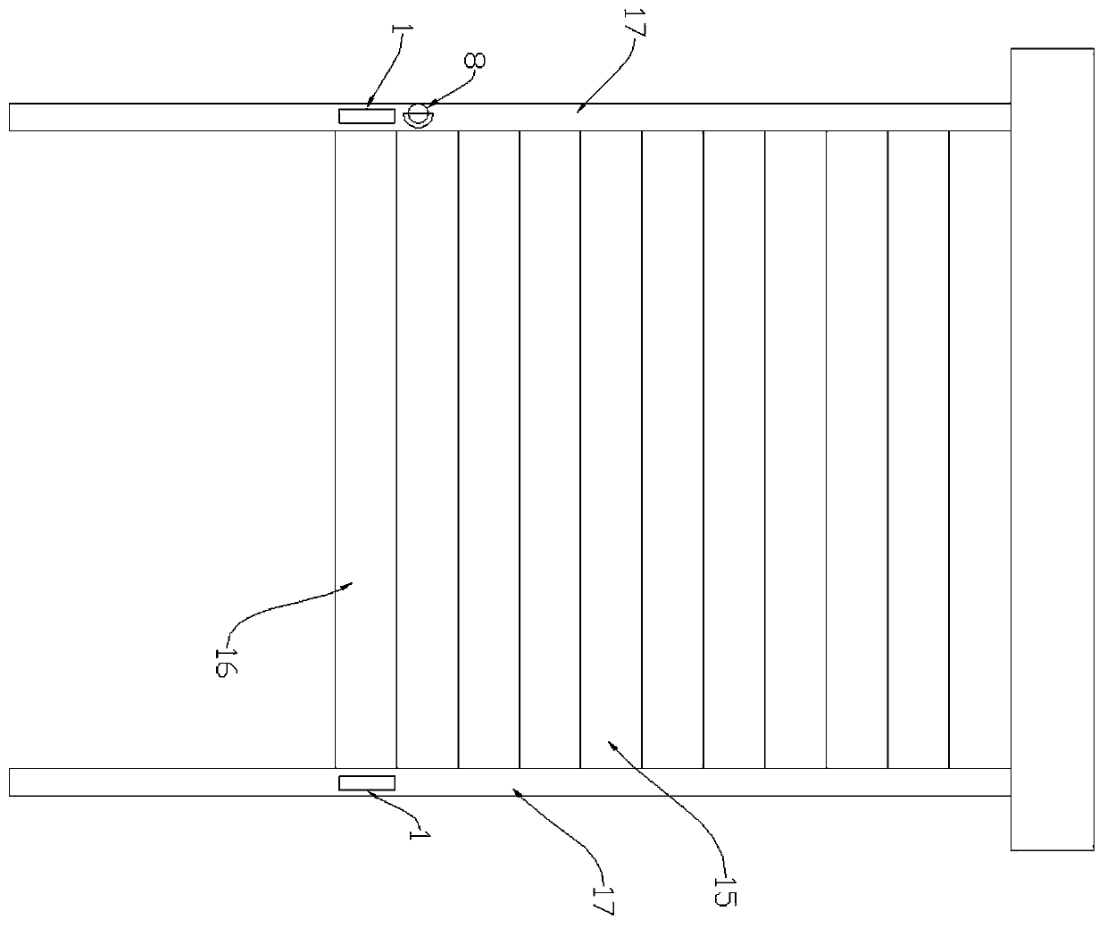 Friction blocking rolling door falling prevention device