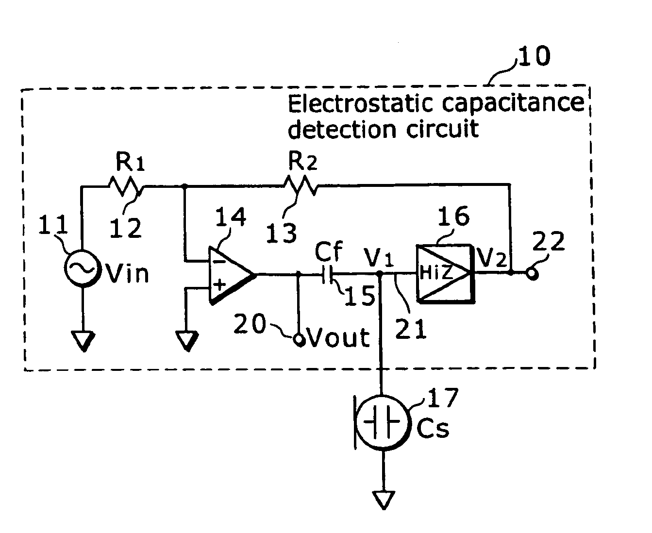 Circuit and method for impedance detection