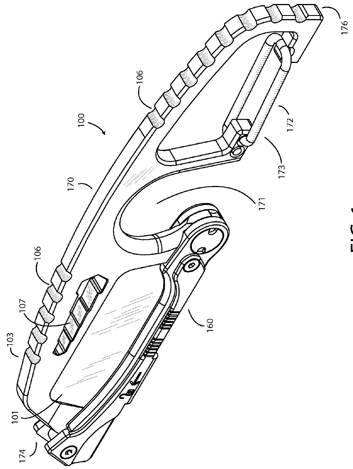 Survival knife with integrated moveable guard