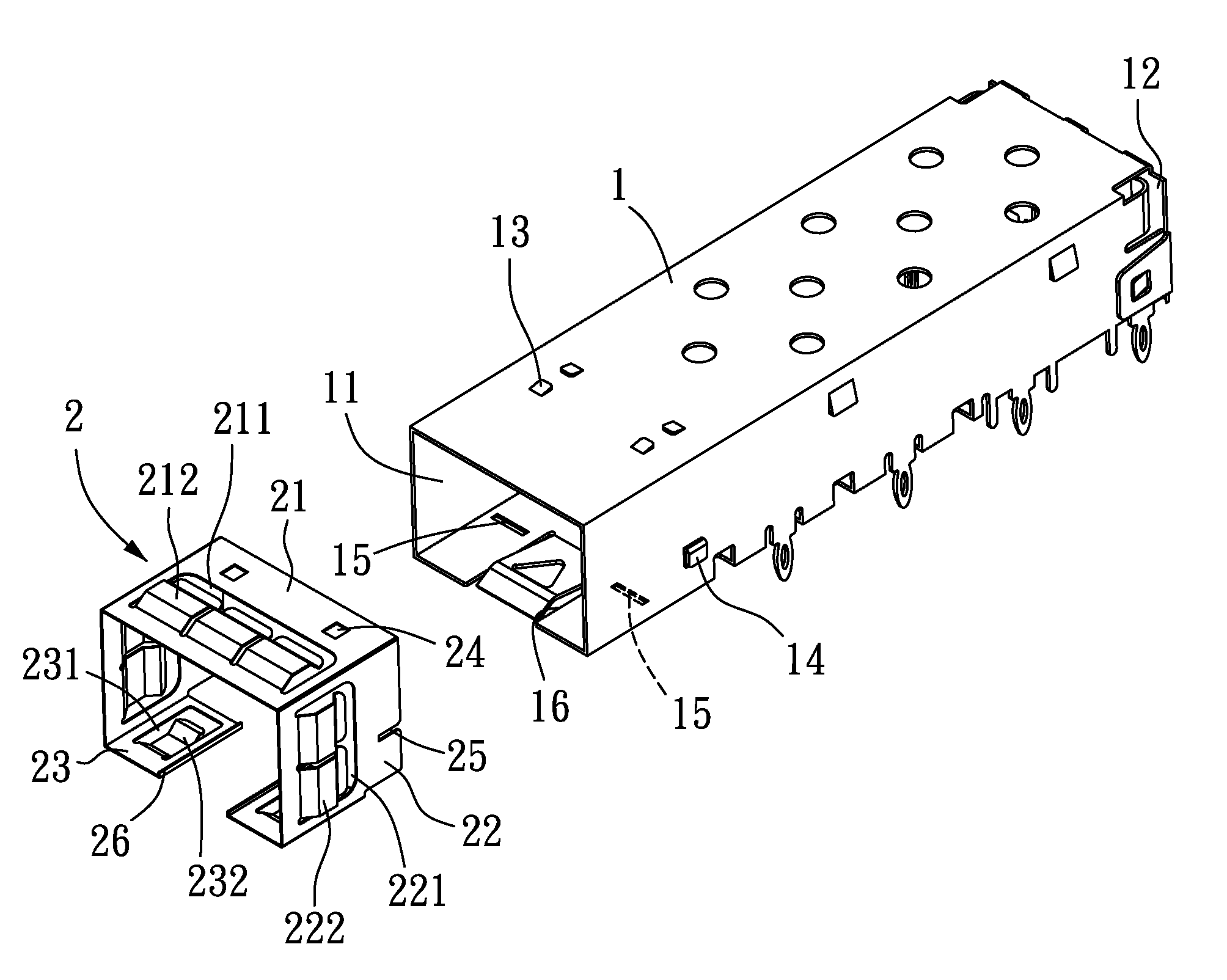 Connector EMI shielding structure