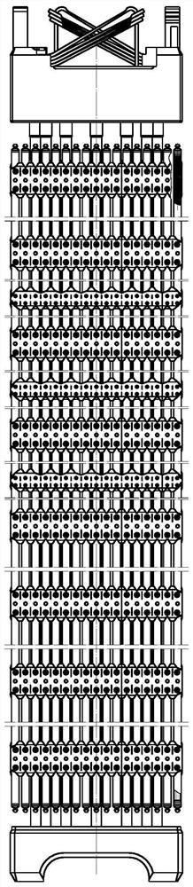 Monometallic positioning grillwork for reducing fuel rod position damage and pressure loss