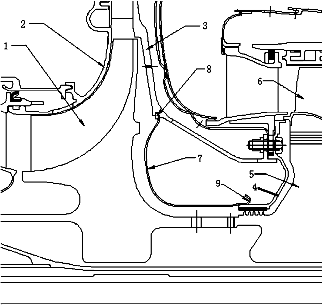 Rotor cover shell structure inside rotating disk cavity and engine comprising same