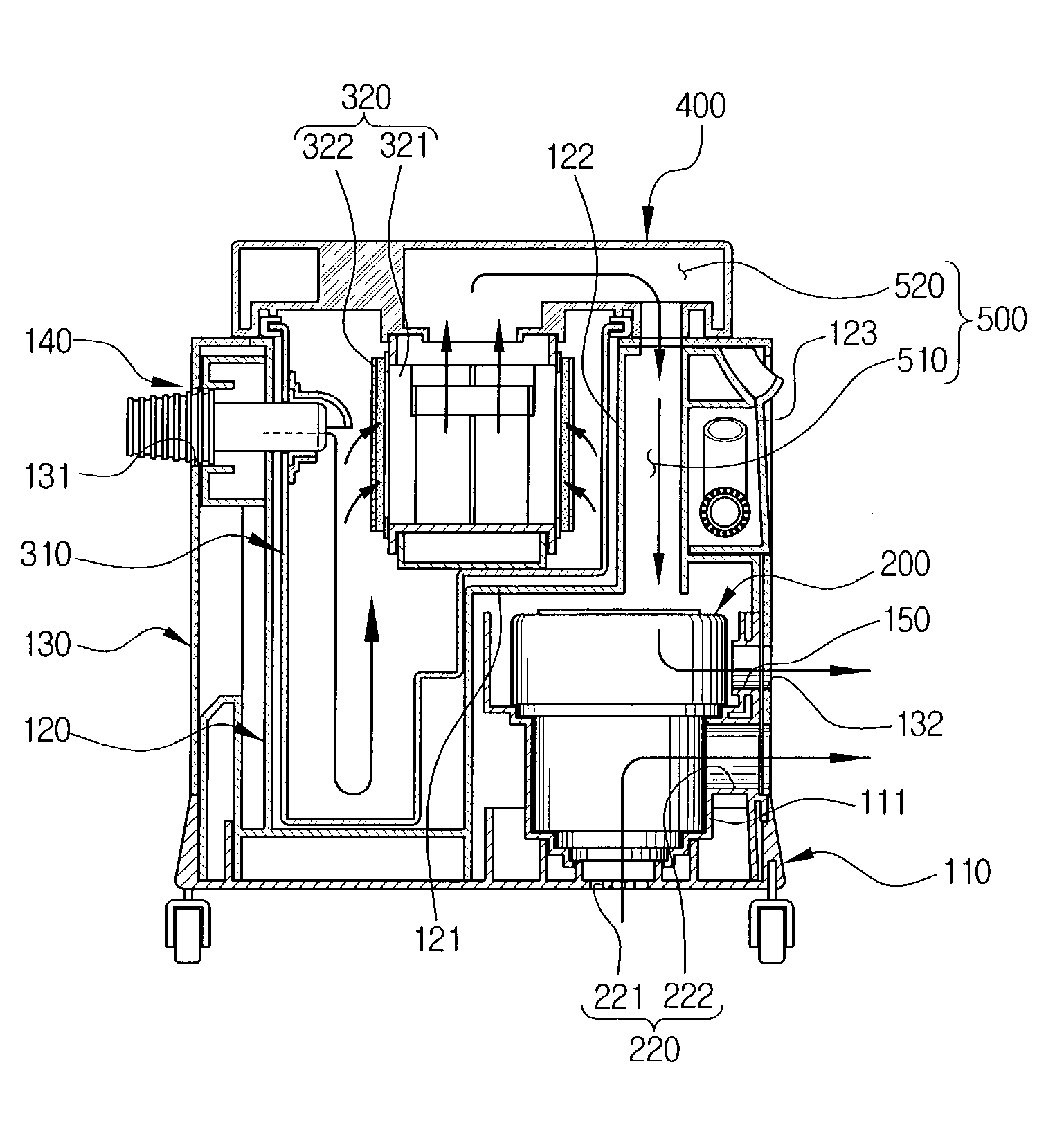 Combination wet and dry type vacuum cleaner