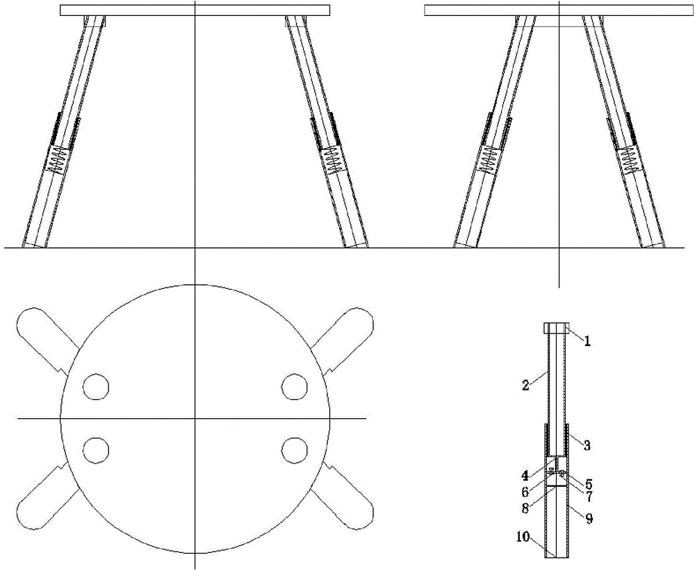 Multi-rotor unmanned aerial vehicle carbon tube damping and shock absorption undercarriage