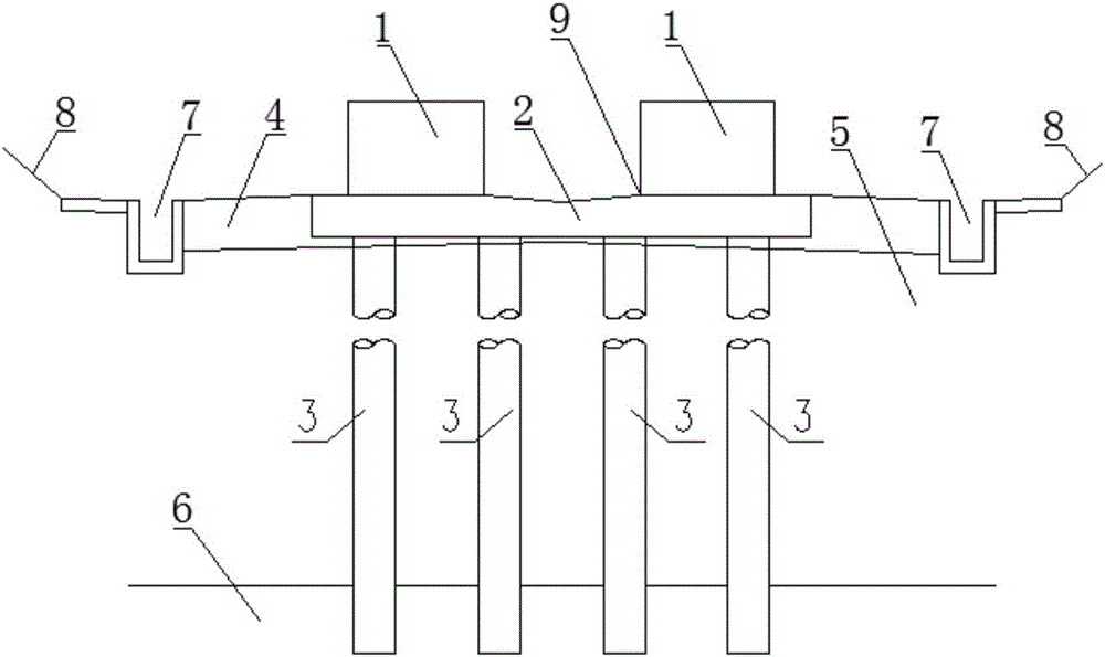 Medium-low speed maglev traffic engineering double-line excavation section pile foundation combined type rail bearing beam structure