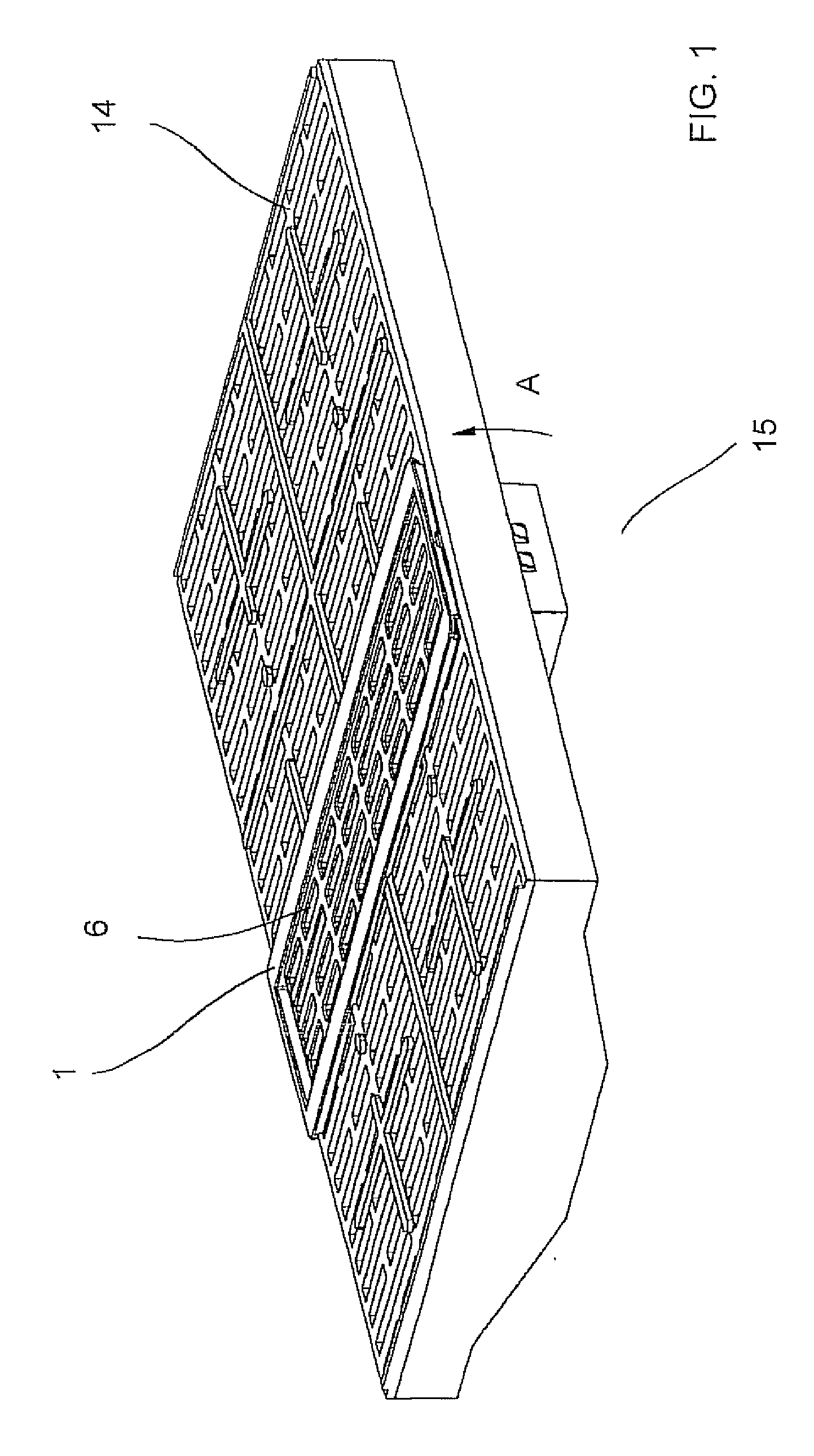 Slatted device for stable floors