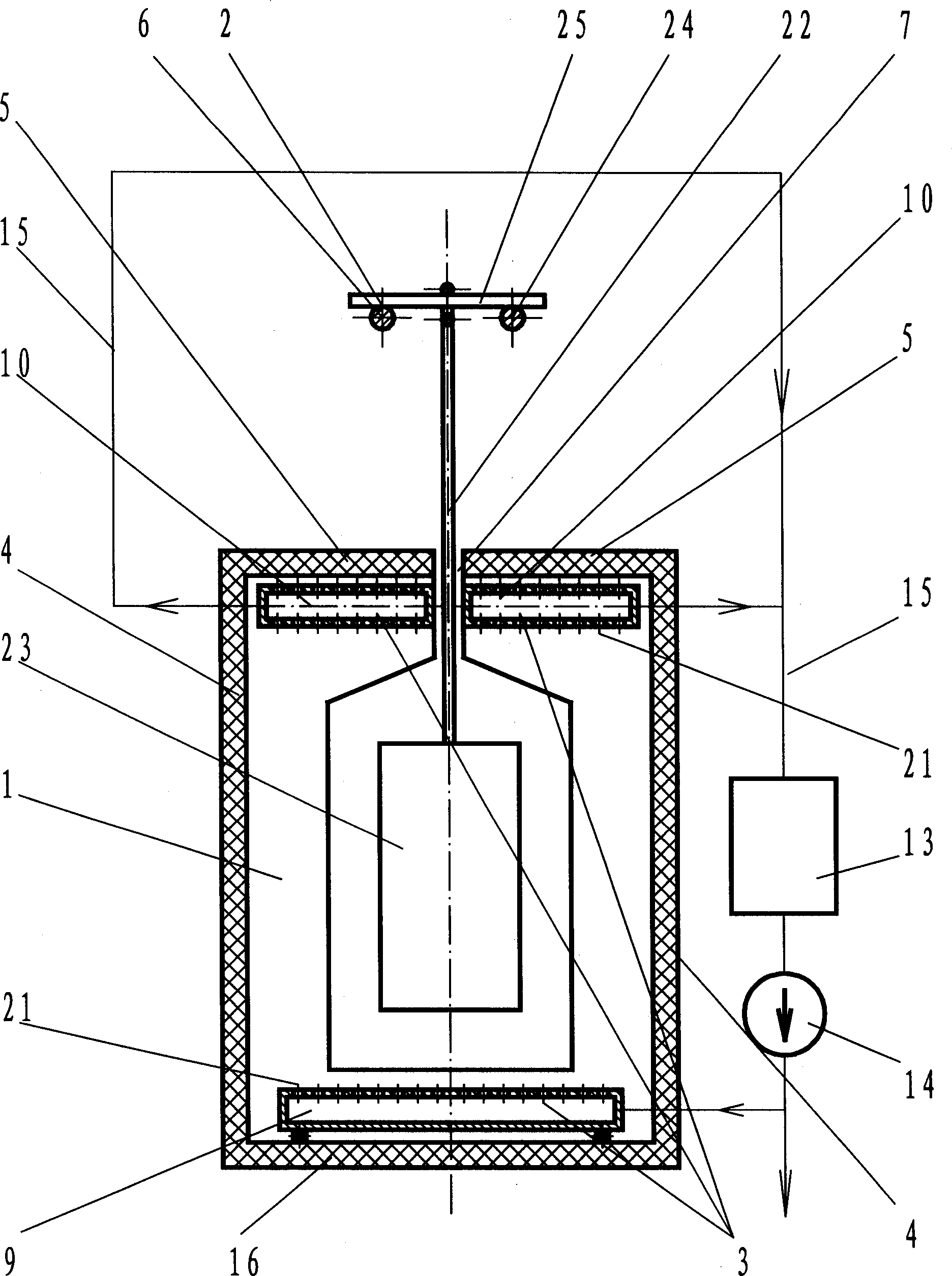 Coating drying solidifying forced convection heating furnace with suspending conveying workpiece device