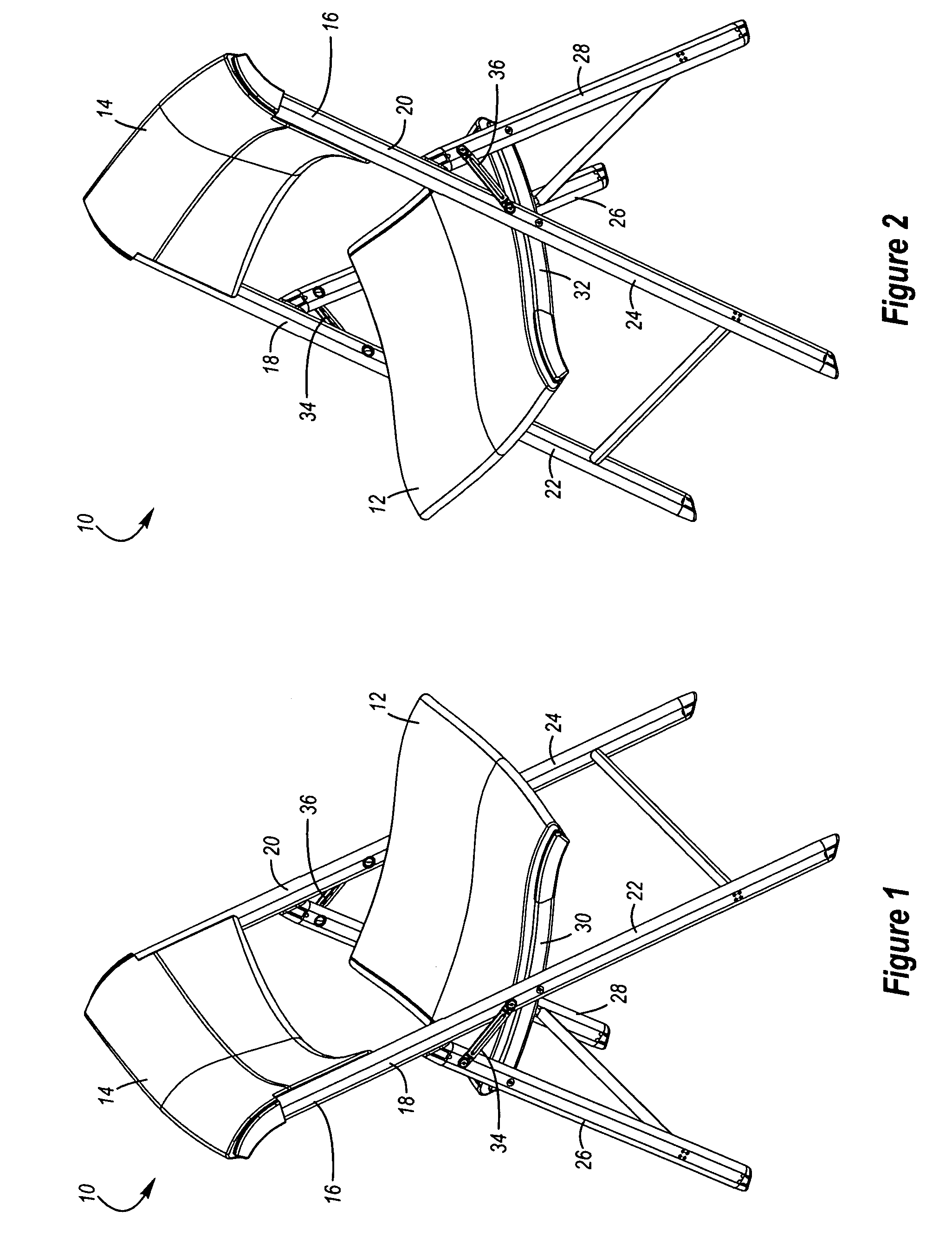 Folding chair with molded components