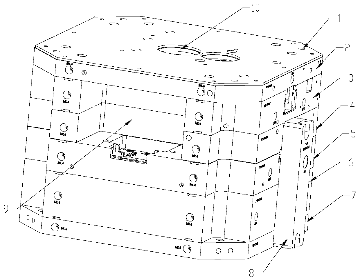 Four-station mold and injection molding method thereof