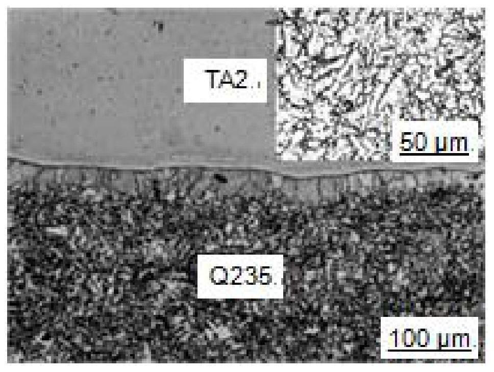 Welding material and welding method for fusion welding butt joint transition layer of titanium steel clad plate